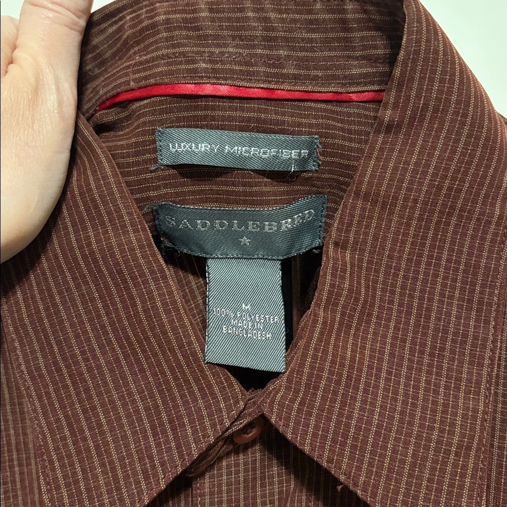 Saddlebred Men's Reddish Brown Button Down Shirt - Picture 2 of 7